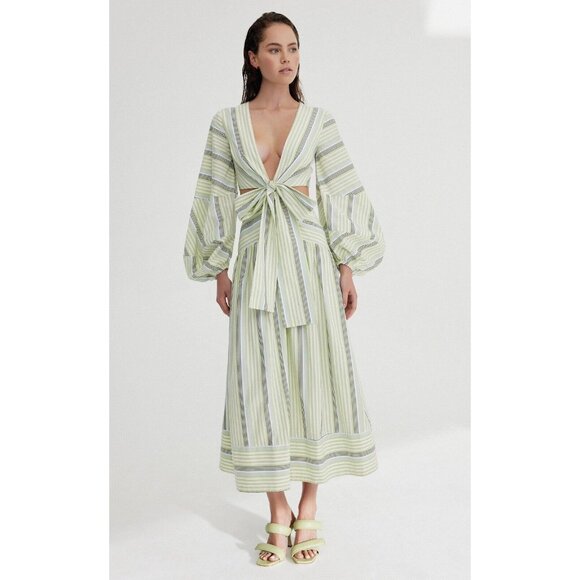 NWT! SIGNIFICANT OTHER Nola Maxi Dress in Avocado Stripe Size 6 - Picture 2 of 16